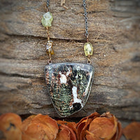 Hypersthene Necklace with Green Garnets
